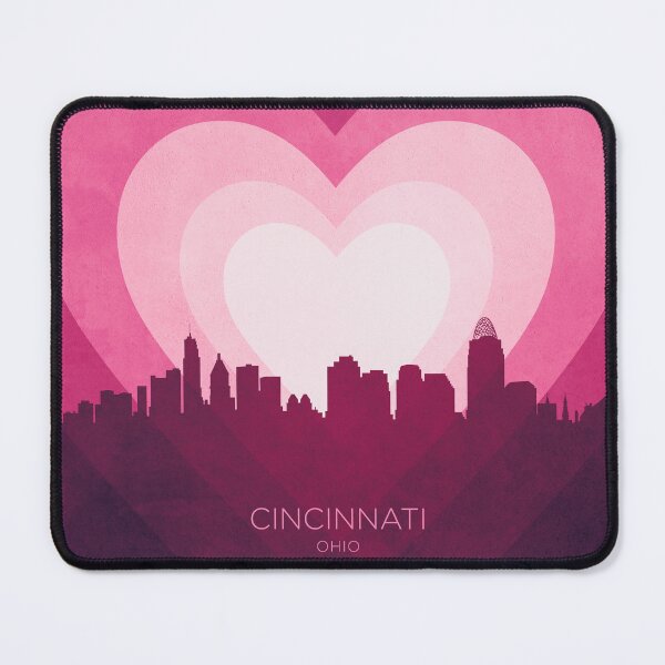 Item preview, Cincinnati Ohio Skyline Hearts Pink designed and sold by ArtPrints.