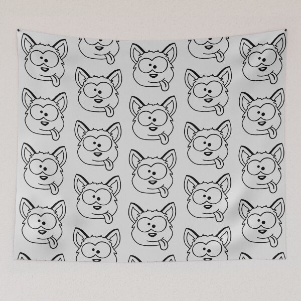 Item preview, Dog Fox Funny Grimace Squinting Tongue Out Comic Cartoon designed and sold by shirt-o-mat.