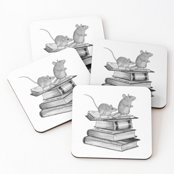 Item preview, MICE Standing on BOOKS, Hand Drawn Pencil Illustration designed and sold by JoyfulWhimsy.