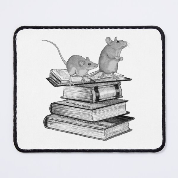 Item preview, MICE Standing on BOOKS, Hand Drawn Pencil Illustration designed and sold by JoyfulWhimsy.