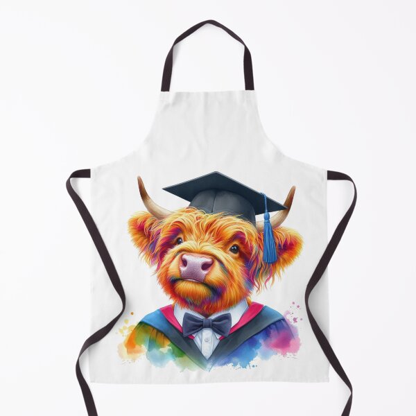 Item preview, Cute Scottish Highland Cow Calf Graduation Colorful Watercolor designed and sold by MaedK.