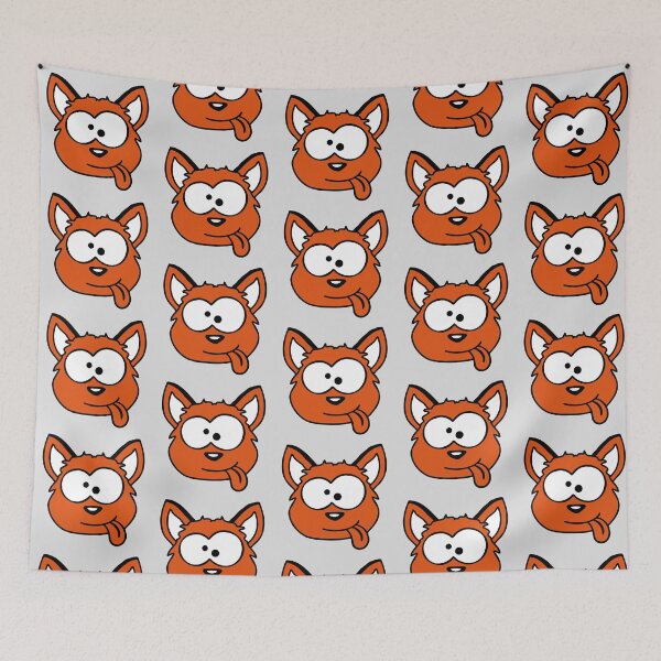 Item preview, Dog Fox Funny Grimace Squinting Tongue Out Comic Cartoon designed and sold by shirt-o-mat.