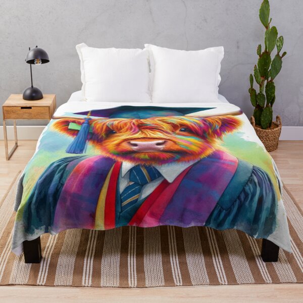 Item preview, Cute Scottish Highland Cow Calf Graduation Colorful Watercolor designed and sold by MaedK.