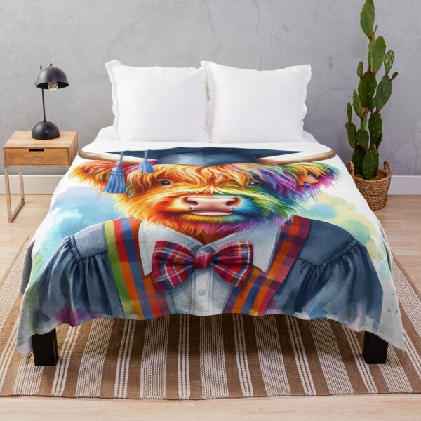 Item preview, Cute Scottish Highland Cow Calf Graduation Colorful Watercolor designed and sold by MaedK.