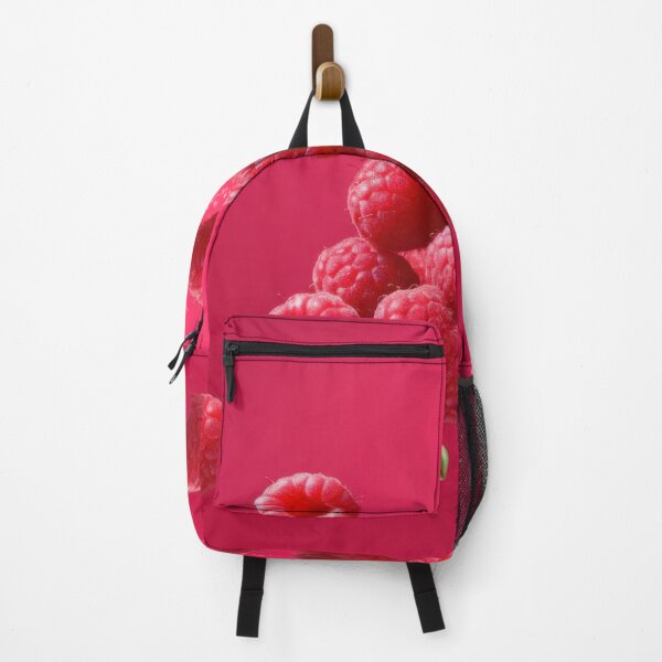 Item preview, A cluster of fresh raspberries is captured mid-air against a vibrant pink background designed and sold by anytka.
