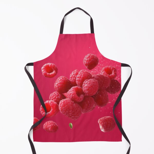 Item preview, A cluster of fresh raspberries is captured mid-air against a vibrant pink background designed and sold by anytka.