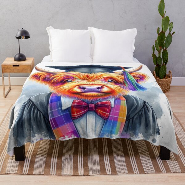 Item preview, Cute Scottish Highland Cow Calf Graduation Colorful Watercolor designed and sold by MaedK.