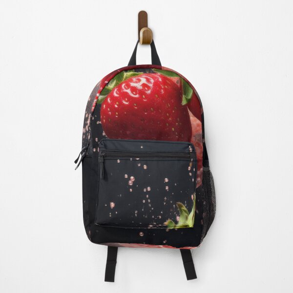 Item preview, Three ripe strawberries burst forth against a dark background, designed and sold by anytka.