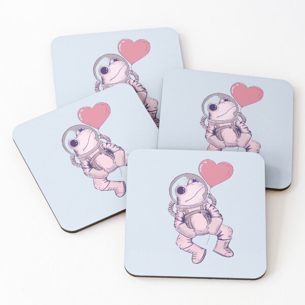 Item preview, Adorable frog astronaut in space with heart balloon designed and sold by Matoforma.