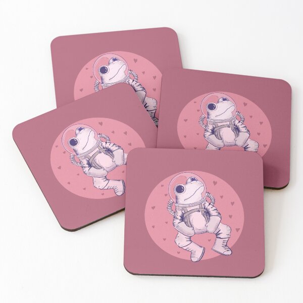 Item preview, Adorable valentine frog cosmonaut in space with heart background designed and sold by Matoforma.