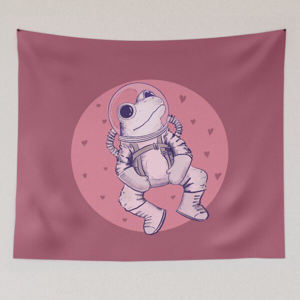 Item preview, Adorable valentine frog cosmonaut in space with heart background designed and sold by Matoforma.