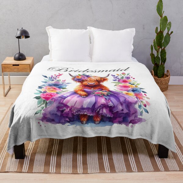 Item preview, Bridesmaid Highland Cow Colorful Watercolor designed and sold by MaedK.