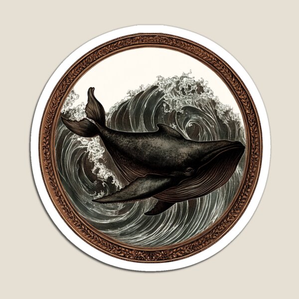 Item preview, Vintage Black Whale in the Waves Sticker designed and sold by ceruleus0.