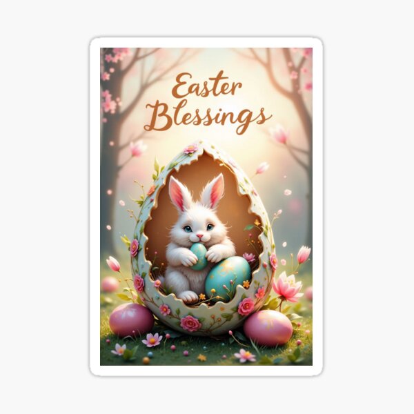 Item preview, Easter Blessings: Bunny in a decorated egg designed and sold by ArtCreator2023.