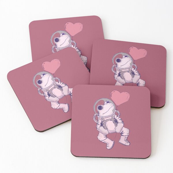 Item preview, Adorable frog cosmonaut in space with heart shaped background designed and sold by Matoforma.