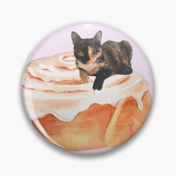 Item preview, Cute Cat Sitting on a Cinnamon Roll designed and sold by letsgroove.