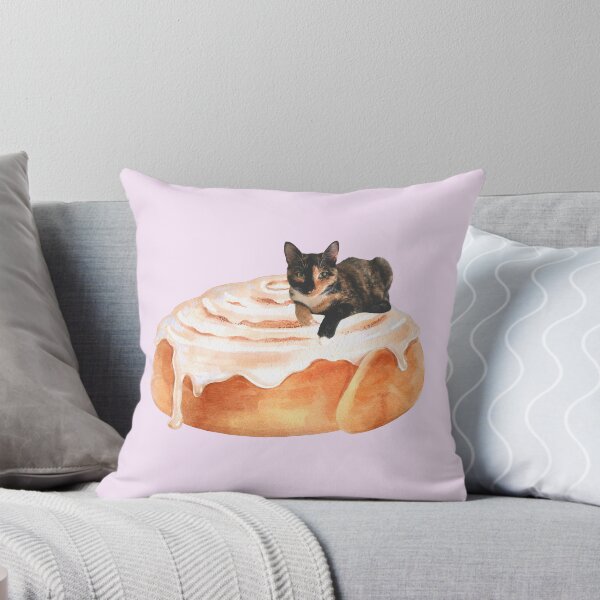 Item preview, Cute Cat Sitting on a Cinnamon Roll designed and sold by letsgroove.