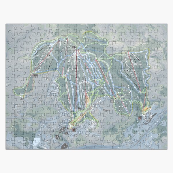 Vista previa del artículo con la obra «Mapa de senderos del Okemo Resort», diseñado y vendido por Mapsynergy Skimaps.