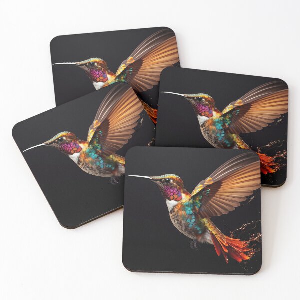 Item preview, Vibrant hummingbird flapping wings in darkness designed and sold by anytka.