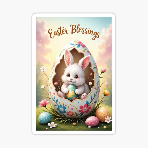 Item preview, Charming bunny in magnificent Easter decor designed and sold by ArtCreator2023.