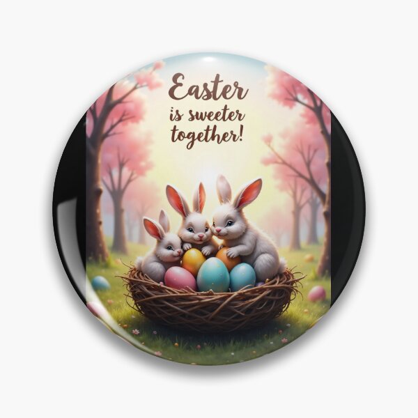 Item preview, Fluffy rabbit family in a colorful Easter nest designed and sold by ArtCreator2023.