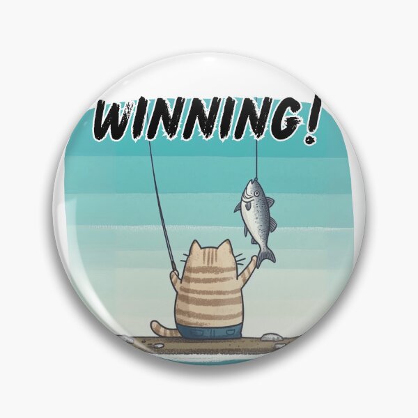 Item preview, WINNING FISHING CAT FISH SUCCESS WATERCOLOR designed and sold by NikoDeeko.