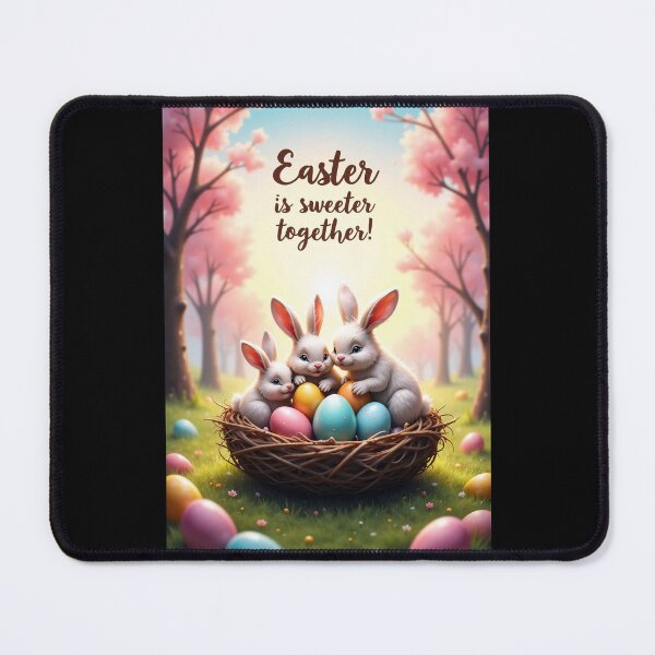 Item preview, Fluffy rabbit family in a colorful Easter nest designed and sold by ArtCreator2023.