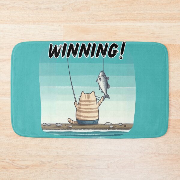 Item preview, WINNING FISHING CAT FISH SUCCESS WATERCOLOR designed and sold by NikoDeeko.