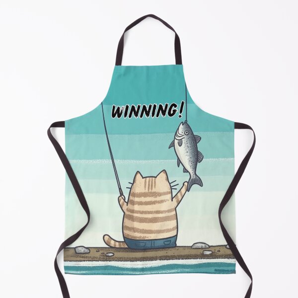 Item preview, WINNING FISHING CAT FISH SUCCESS WATERCOLOR designed and sold by NikoDeeko.