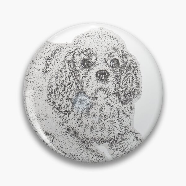 Item preview, Cavalier King Charles Spaniel Pup Dog Pen and Ink Stipple Artwork designed and sold by lunarxartistry.