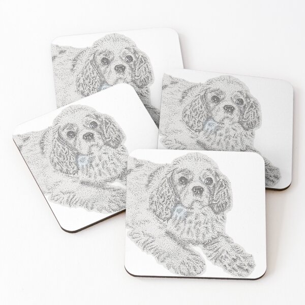Item preview, Cavalier King Charles Spaniel Pup Dog Pen and Ink Stipple Artwork designed and sold by lunarxartistry.
