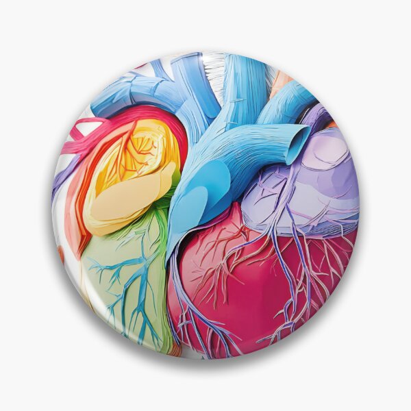 Item preview, Colorful heart mural showcasing anatomical details in a modern art style in a bright gallery setting designed and sold by anytka.