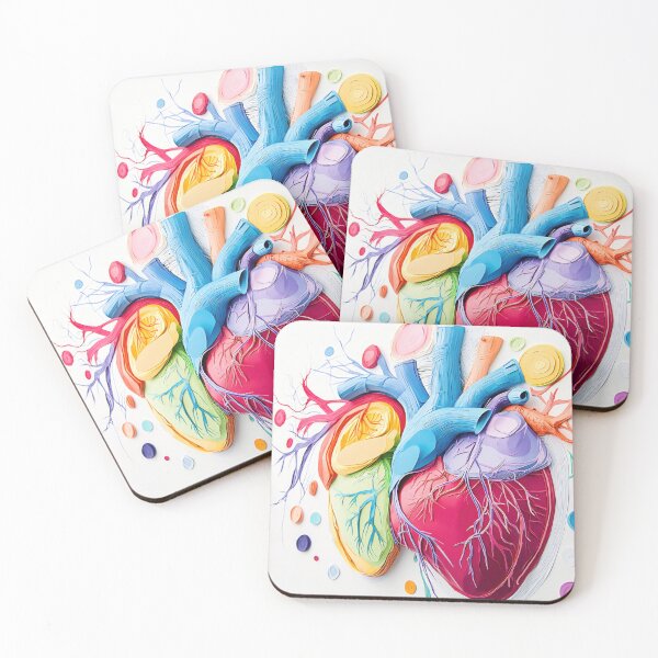 Item preview, Colorful heart mural showcasing anatomical details in a modern art style in a bright gallery setting designed and sold by anytka.
