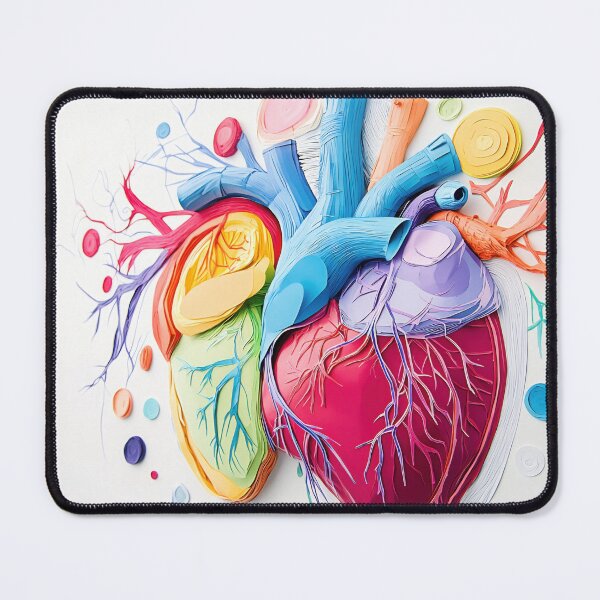 Item preview, Colorful heart mural showcasing anatomical details in a modern art style in a bright gallery setting designed and sold by anytka.