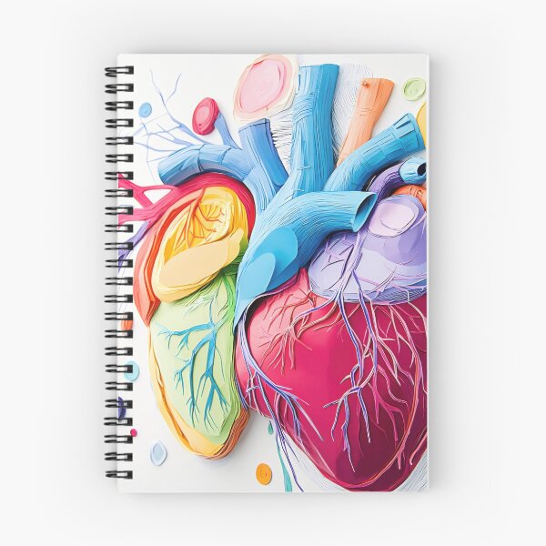 Item preview, Colorful heart mural showcasing anatomical details in a modern art style in a bright gallery setting designed and sold by anytka.
