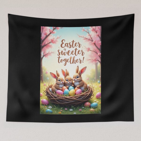 Item preview, Rabbit family and Easter joy in a colorful nest designed and sold by ArtCreator2023.