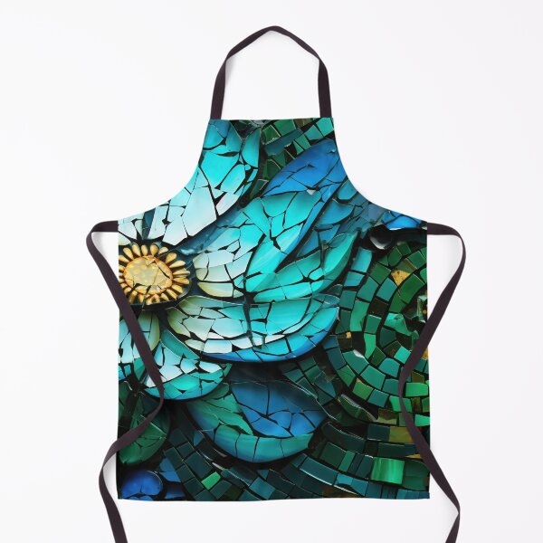 Item preview, Blue flower amid green and gold tiles designed and sold by anytka.