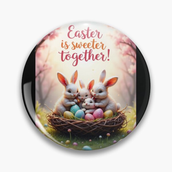 Item preview, Simple joys: Easter bunnies united in a nest designed and sold by ArtCreator2023.