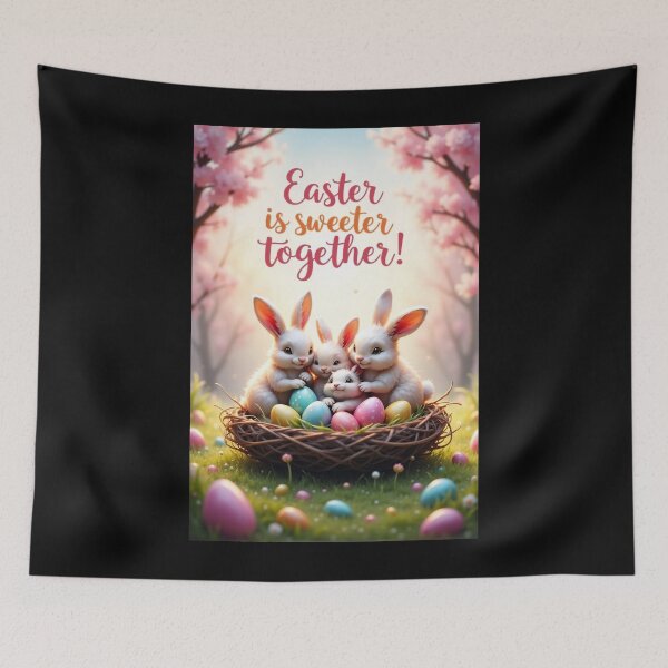 Item preview, Simple joys: Easter bunnies united in a nest designed and sold by ArtCreator2023.