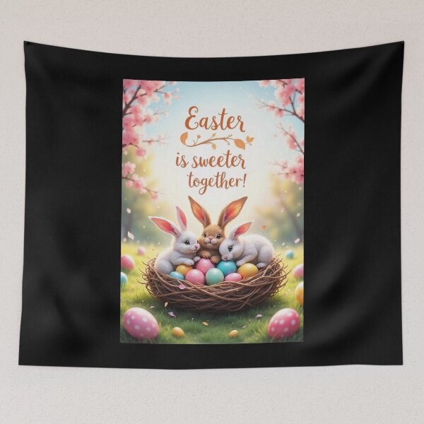 Item preview, Loving bunnies in colorful Easter happiness designed and sold by ArtCreator2023.