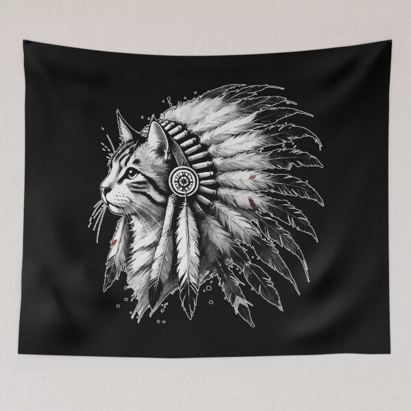Item preview, Cat War Bonnet Feather Headdress Indian Native American designed and sold by TomFrontierArt.