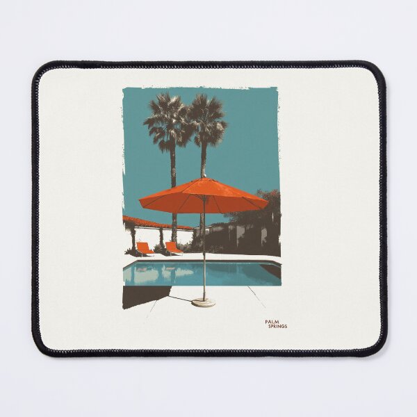 Item preview, Retro Palm Springs Poolside with Orange Umbrella designed and sold by Retro Travel Design.