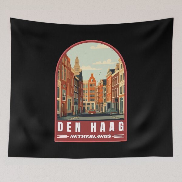 Item preview, Den Haag in Netherlands Retro Travel Art Emblem designed and sold by MaateoDesign.