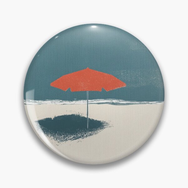 Item preview, Minimalist Beach Scene with Bold Red Umbrella – The Hamptons designed and sold by Retro Travel Design.