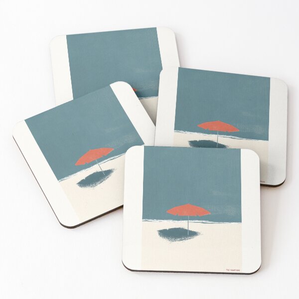 Item preview, Minimalist Beach Scene with Bold Red Umbrella – The Hamptons designed and sold by Retro Travel Design.