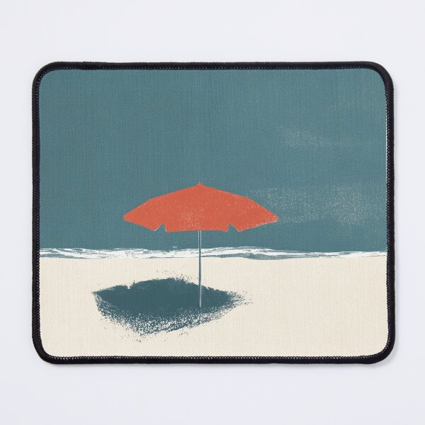 Item preview, Minimalist Beach Scene with Bold Red Umbrella – The Hamptons designed and sold by Retro Travel Design.