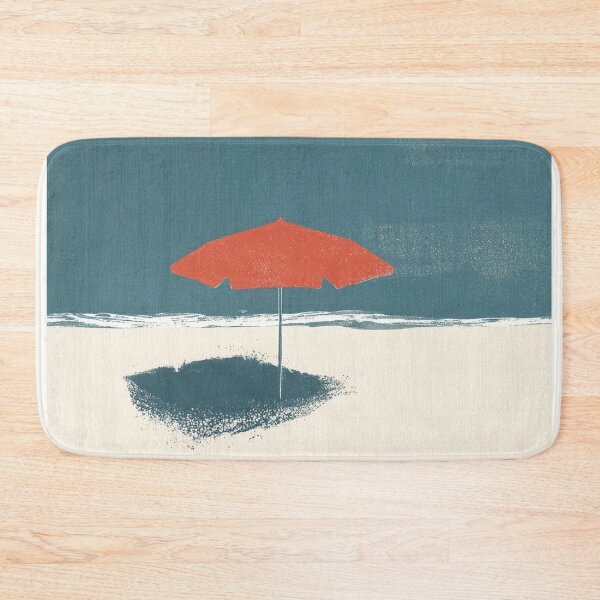 Item preview, Minimalist Beach Scene with Bold Red Umbrella – The Hamptons designed and sold by Retro Travel Design.