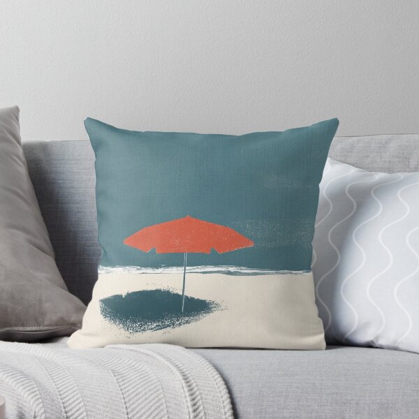 Item preview, Minimalist Beach Scene with Bold Red Umbrella – The Hamptons designed and sold by Retro Travel Design.