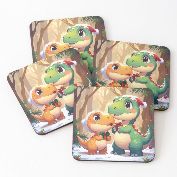 Item preview, Christmas dinos receiving gifts designed and sold by DesignMapachiss.