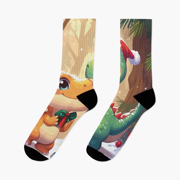 Item preview, Christmas dinos receiving gifts designed and sold by DesignMapachiss.